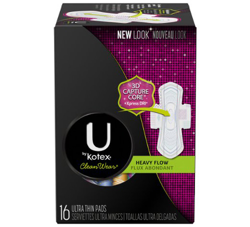6. U By Kotex CleanWear Ultra Thin Heavy Flow Pads with Wings