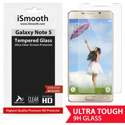 5 Galaxy Note 5 Screen Protector Premium Tempered Glass With Ultra Clear HD Resolution That Gives You Protection From Scratches, Fully Compatible with, AT&T, Verizon, and Sprint, Phone Variant