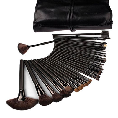 4. Generic Professional Cosmetic Makeup Brush Set Kit with Synthetic Leather Case,Black