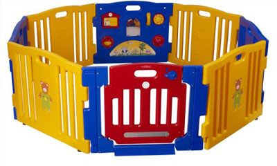 3. Baby Diego Cub'Zone Playpen and Activity Center, Yellow/Blue/Red