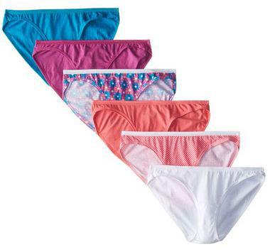 16. Fruit of the Loom Women's Cotton 6 Pack Assorted Low-Rise Bikini