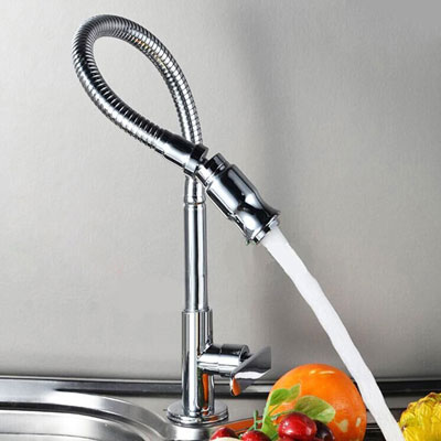 9. VDOMUS® Exquisite Arbitrary Single Handle Pull Down Rotating Chrome-plated Brass Kitchen Sink Faucet
