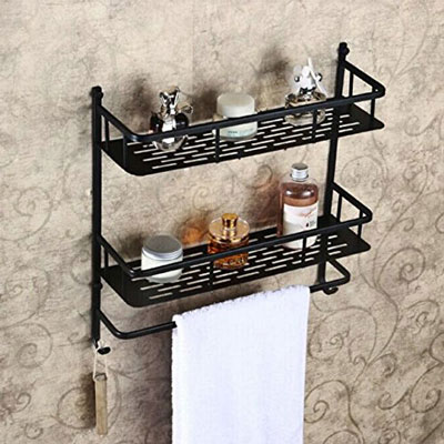 5. Home Built 3 Tier Solid Brass Bathroom Shelf Wall Mounted Shelves with Towel Bar