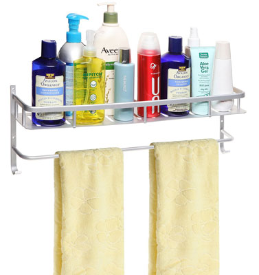 8. Silver-Tone shelf rack and towel bar, Best Wall Mounted Towel Racks for Bathrooms Reviews
