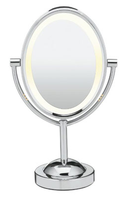 8. Conair Oval double-Sided Lighted Makeup Mirror, Polished Chrome Finish
