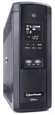 9. CyberPower BRG1500AVRLCD UPS 1500VA 900W 12-Outlets AVR LCD USB Ports Mini Tower (NEWEST GENERATION)
