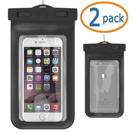 6. Waterproof Case 2-pack Acatim Universal waterproof bag[Ultrapouch] For Apple iPhone 6 5S 5C 5 4S Samsung Galaxy S6,S6 Edge S5 S4 S3[Black]