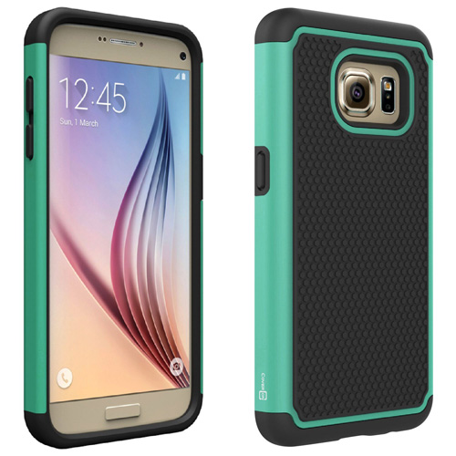 #5. Galaxy S7 Case, Cover ON® [Hexangular Series] Slim Hybrid Hard Phone Cover Case for Samsung Galaxy S7 - Teal & Black