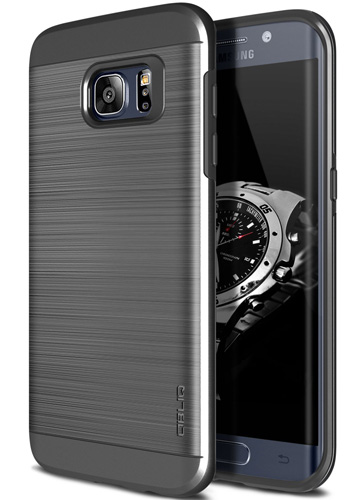 #1. Galaxy S7 Edge Case ,OBLIQ[ Slim Metal] [Titanium Space Grey] Slim Fit Premium Dual Layer Protection Case With Metallic Brush Finish Back With Shock Absorbing TPU Inner Layer For Samsung Galaxy S7 Edge