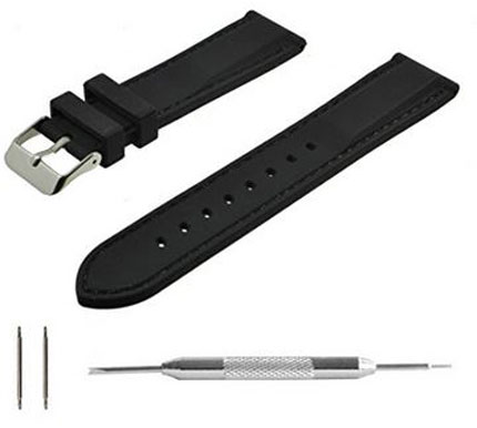 6. Benchmark Black Silicone Rubber Watch Bands 