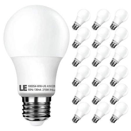 8. LE 18 Pack A19 E26 LED Bulbs, 60W Incandescent Bulb