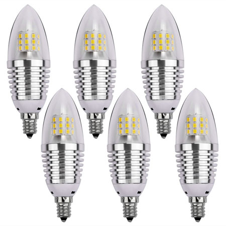 6. LEDMO LED Candelabra Bulb, 7W Daylight White 6000K LED Chandelier Bulbs 