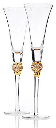 10. Gold Diamond Champagne Toasting Flute Glasses 