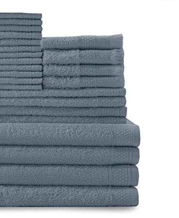 7. Baltic Linen Company Multi Count 100-Percent Cotton Complete 24-Piece Towel Set, smoke blue