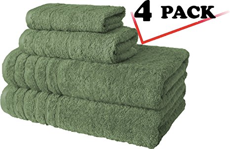 8. American soft linen 700 GSM Luxury Hotel & Spa 4 Piece Towel Set, sage green